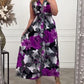 Floral Print Schleiflos Ruffles elegantes Kleid